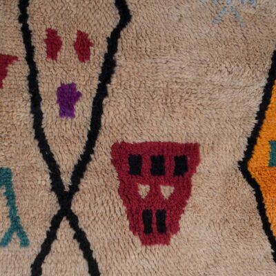 Tan Brown Abstract Multicolored Modern Moroccan Boujaad Rug - Image 3