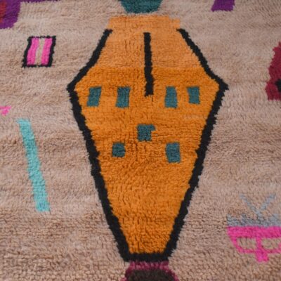 Tan Brown Abstract Multicolored Modern Moroccan Boujaad Rug - Image 5