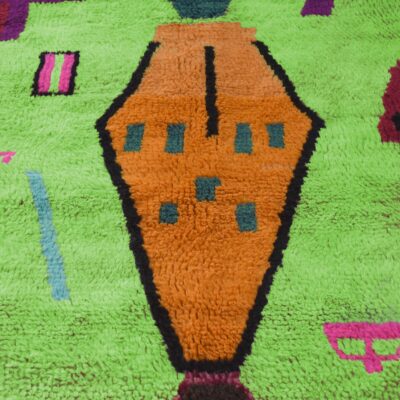Light Green Abstract Multicolored Modern Moroccan Boujaad Rug - Imagen 4