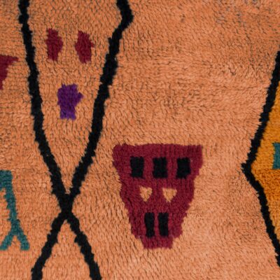 Orange Abstract Multicolored Modern Moroccan Boujaad Rug - Image 2