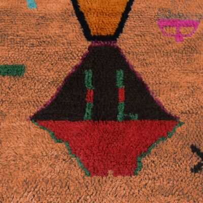 Orange Abstract Multicolored Modern Moroccan Boujaad Rug - Image 3
