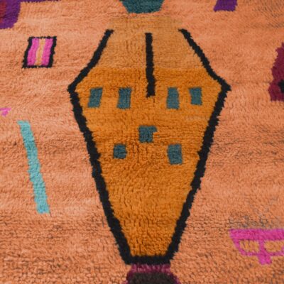 Orange Abstract Multicolored Modern Moroccan Boujaad Rug - Image 4