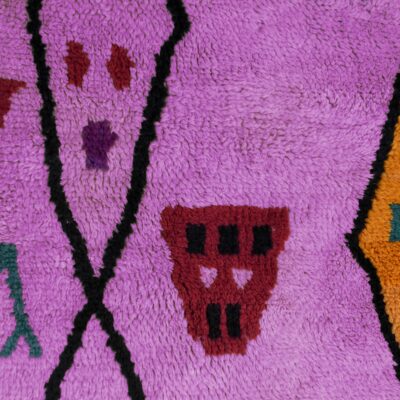 Taffy Pink Abstract Multicolored Modern Moroccan Boujaad Rug - Imagen 2
