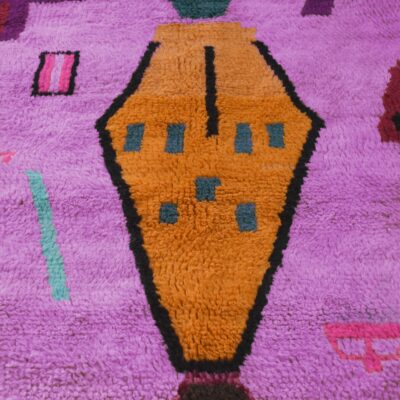 Taffy Pink Abstract Multicolored Modern Moroccan Boujaad Rug - Imagen 4
