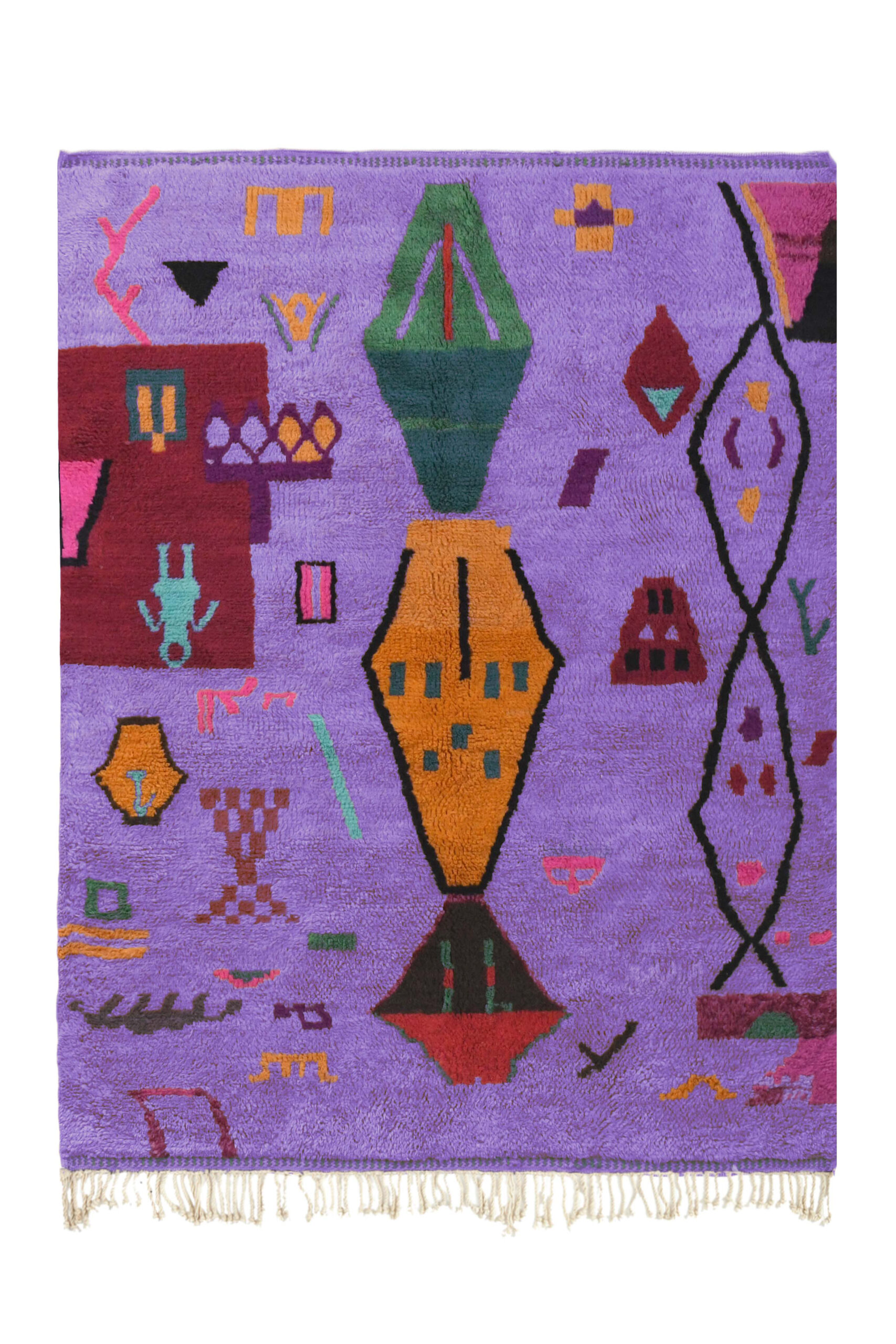 фиолетовый ковер с красочными геометрическими узорами. VIN312_PR-21_GR2-97_GR-11_OR-24_PN-35_PN-33_BL-09_BR-302_BR-32_BR-28_PR-19_GY_37_BK-39_01.1