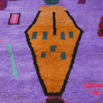 Iris Purple Abstract Multicolored Modern Moroccan Boujaad Rug - Imagen 4