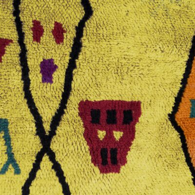 Citrine Yellow Abstract Multicolored Modern Moroccan Boujaad Rug – Image 2