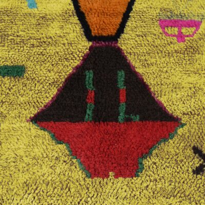 Citrine Yellow Abstract Multicolored Modern Moroccan Boujaad Rug – Image 3