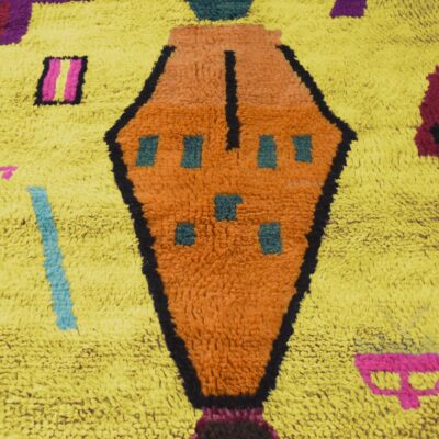Citrine Yellow Abstract Multicolored Modern Moroccan Boujaad Rug – Image 4