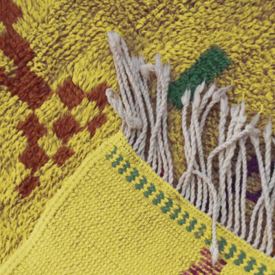 Citrine Yellow Abstract Multicolored Modern Moroccan Boujaad Rug – Image 6