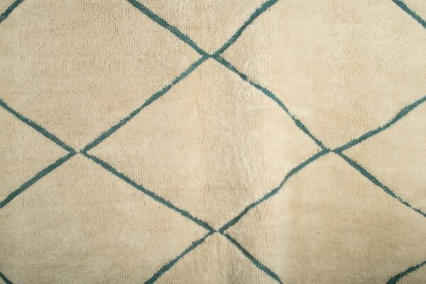 White and Green Beni Ourain Lozenges Design Rug – Image 2
