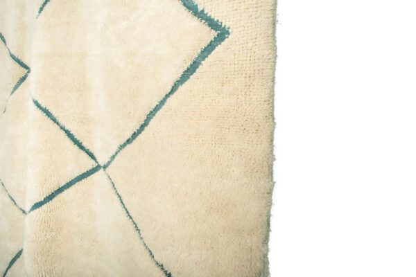 White and Green Beni Ourain Lozenges Design Rug – Image 3