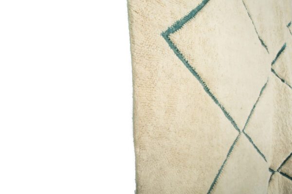 White and Green Beni Ourain Lozenges Design Rug – Image 4