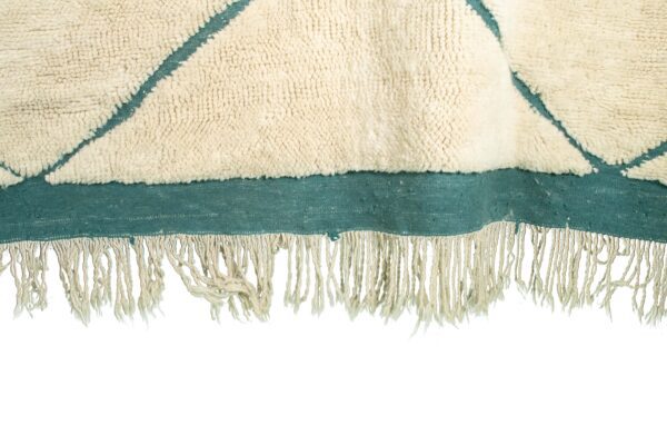 White and Green Beni Ourain Lozenges Design Rug – Image 7