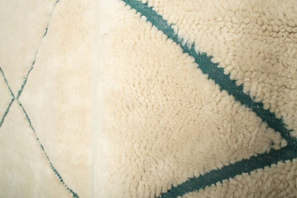 White and Green Beni Ourain Lozenges Design Rug – Image 8