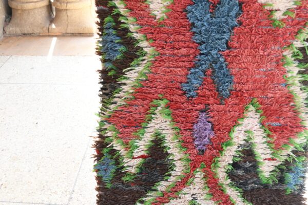 Boucherouite Moroccan Rug: Vintage Charm for Your Home 232 cm x 78 cm / 7.424ft x 2.496 ft – Image 6