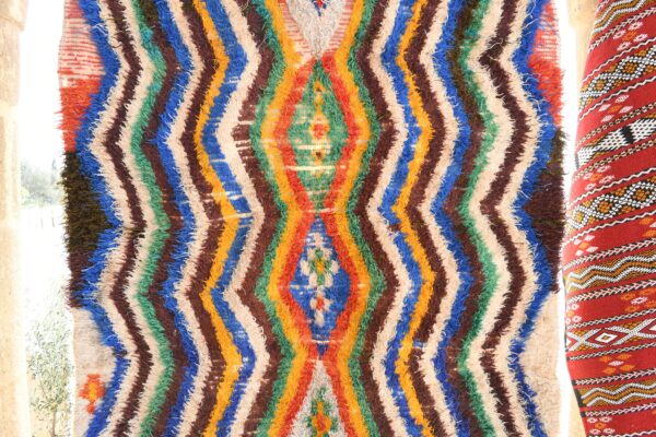 boucherouite: Handcrafted Moroccan Rug for Warmth and Style 219 cm x 150 cm / 7.008ft x 4.8 ft – Image 5
