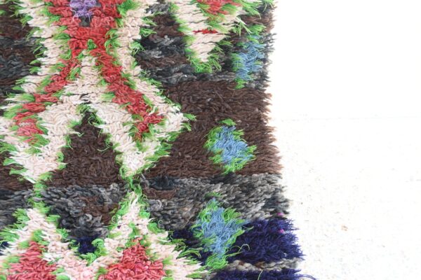 Boucherouite Moroccan Rug: Vintage Charm for Your Home 232 cm x 78 cm / 7.424ft x 2.496 ft – Image 7