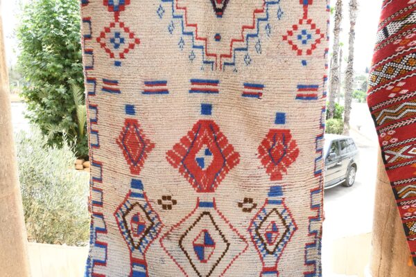 BOUCHEROUITE Rug: Handcrafted Moroccan Vintage Masterpiece 346 cm x 130 cm / 11.072ft x 4.16 ft – Image 4