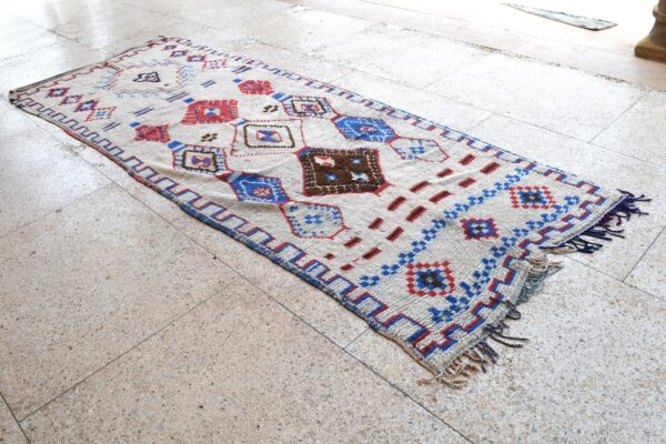 BOUCHEROUITE Rug: Handcrafted Moroccan Vintage Masterpiece 346 cm x 130 cm / 11.072ft x 4.16 ft – Image 3