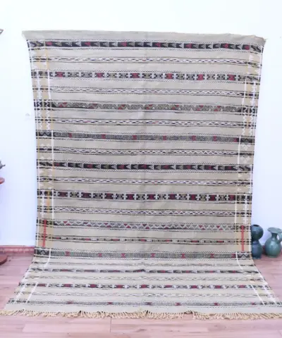 Настоящий марокканский шерстяной ковер Zemmour 204x305 см — ручная работа.