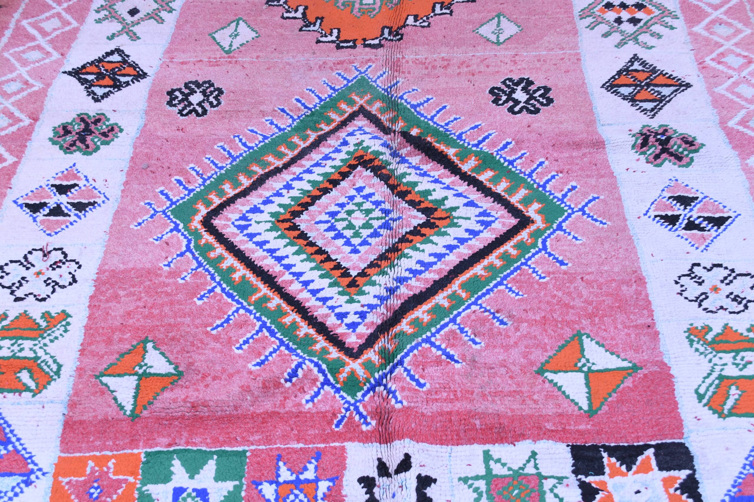 Large Red Azilal Moroccan Rug, 196x415 cm Wool, Handcrafted Tribal Design — изображение 2