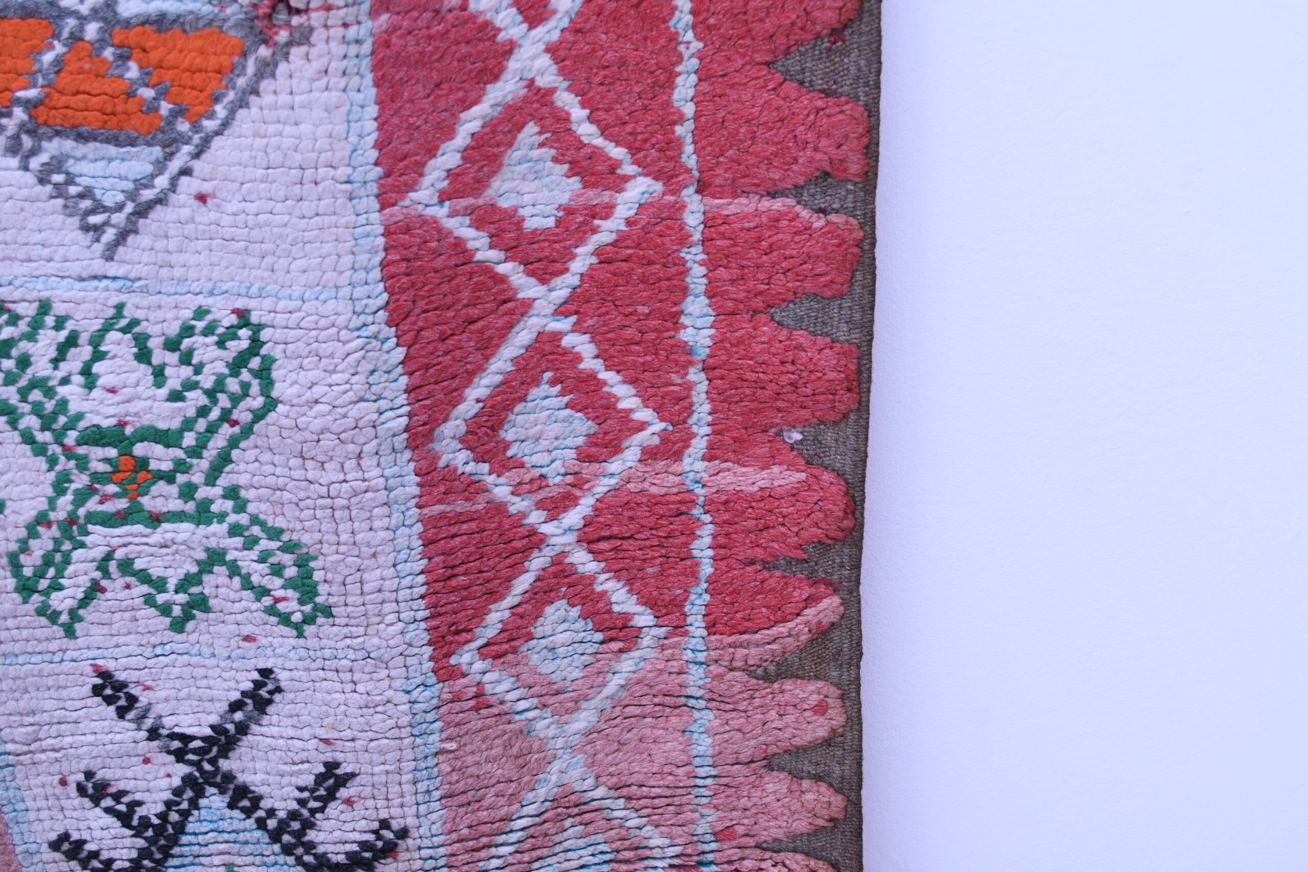 Large Red Azilal Moroccan Rug, 196x415 cm Wool, Handcrafted Tribal Design — изображение 5