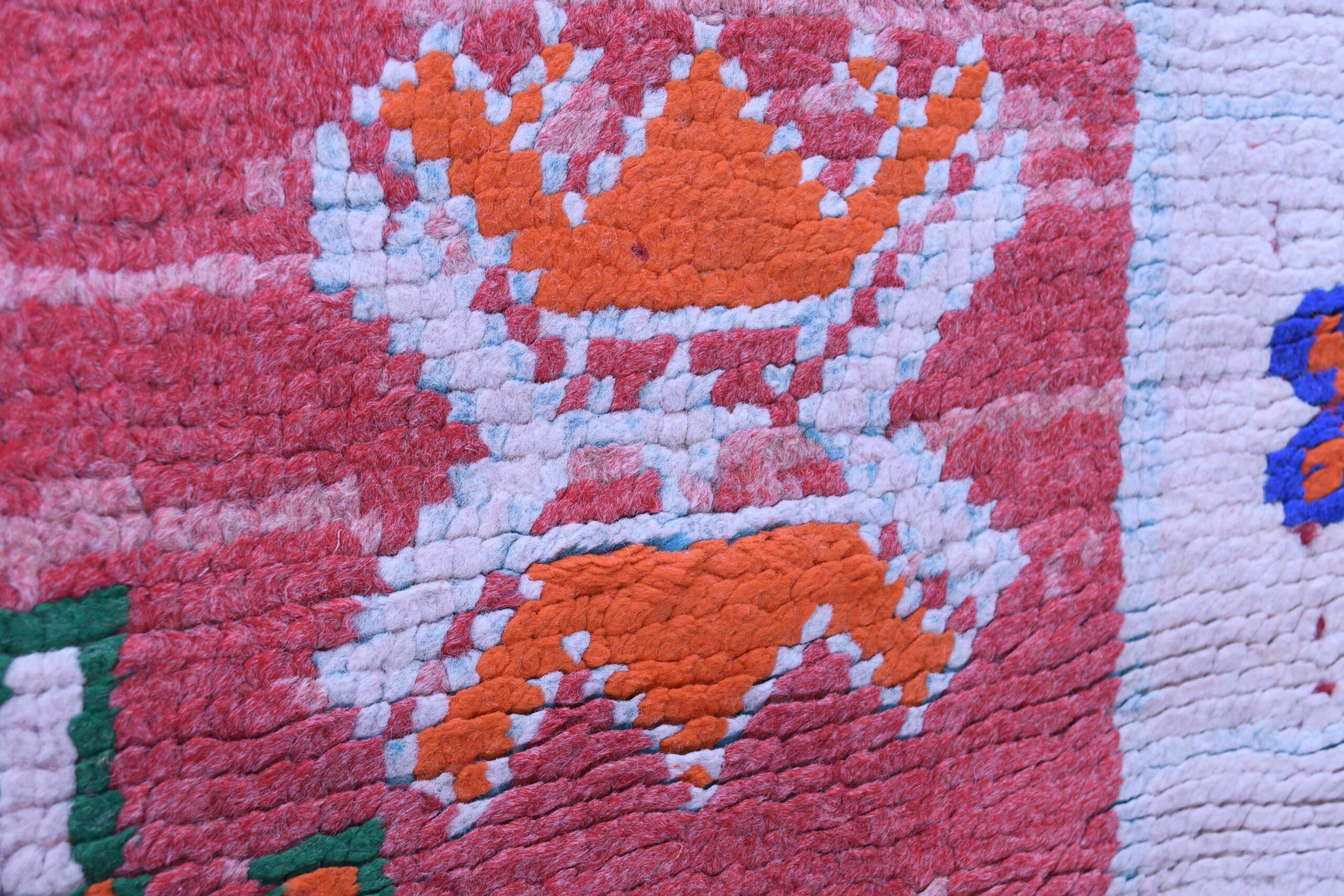 Large Red Azilal Moroccan Rug, 196x415 cm Wool, Handcrafted Tribal Design — изображение 9