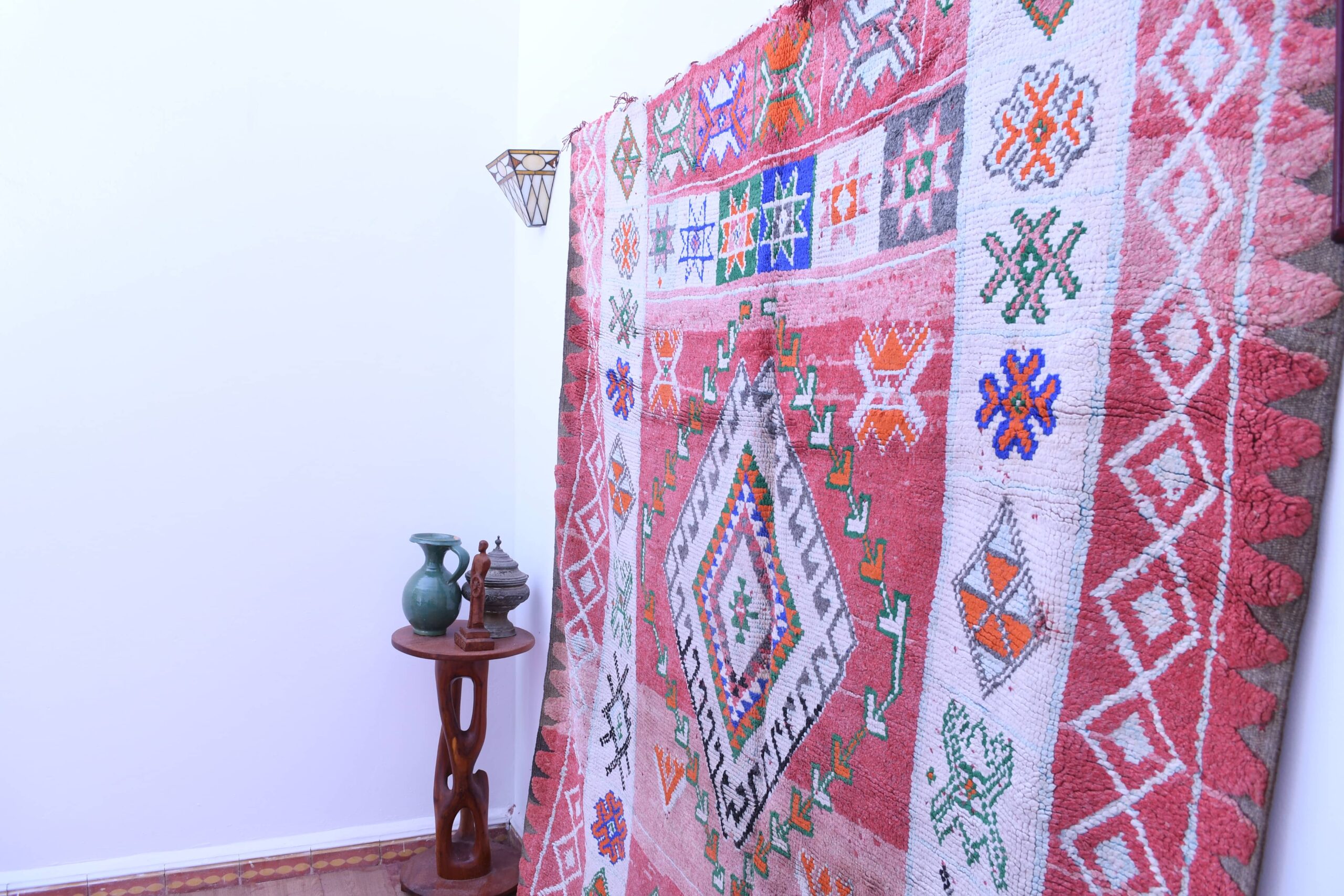 Large Red Azilal Moroccan Rug, 196x415 cm Wool, Handcrafted Tribal Design — изображение 10