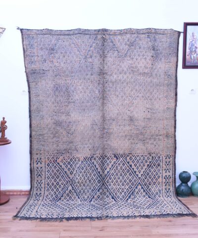 Изысканный марокканский шерстяной ковер Beni Mguild ручной работы, 187 x 252 см, коричневый геометрический узор