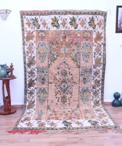 Настоящий марокканский ковер рабати 176x299 см – шерсть персикового цвета, ручная работа.