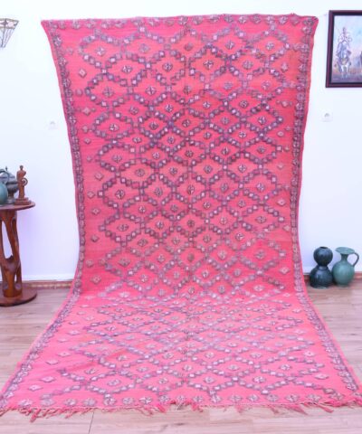 Изысканный марокканский ковер Talsint 185x354 см, розовая шерсть, ручная работа, стиль бохо-шик