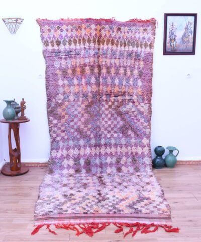 Великолепный марокканский шерстяной ковер Talsint, 149 x 344 см, фиолетовый, ручной работы, в стиле бохо.