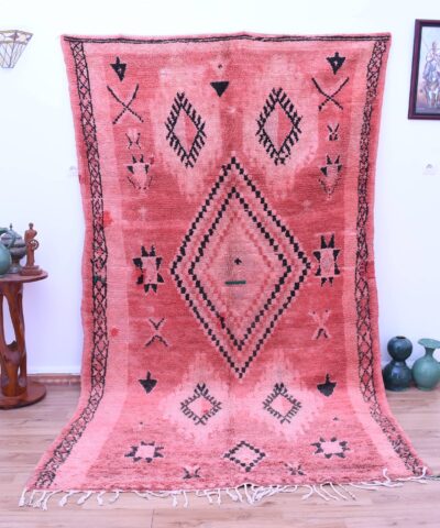 Настоящий красный марокканский шерстяной ковер в стиле Медиуна, 179 x 316 см, ручная работа, элегантность