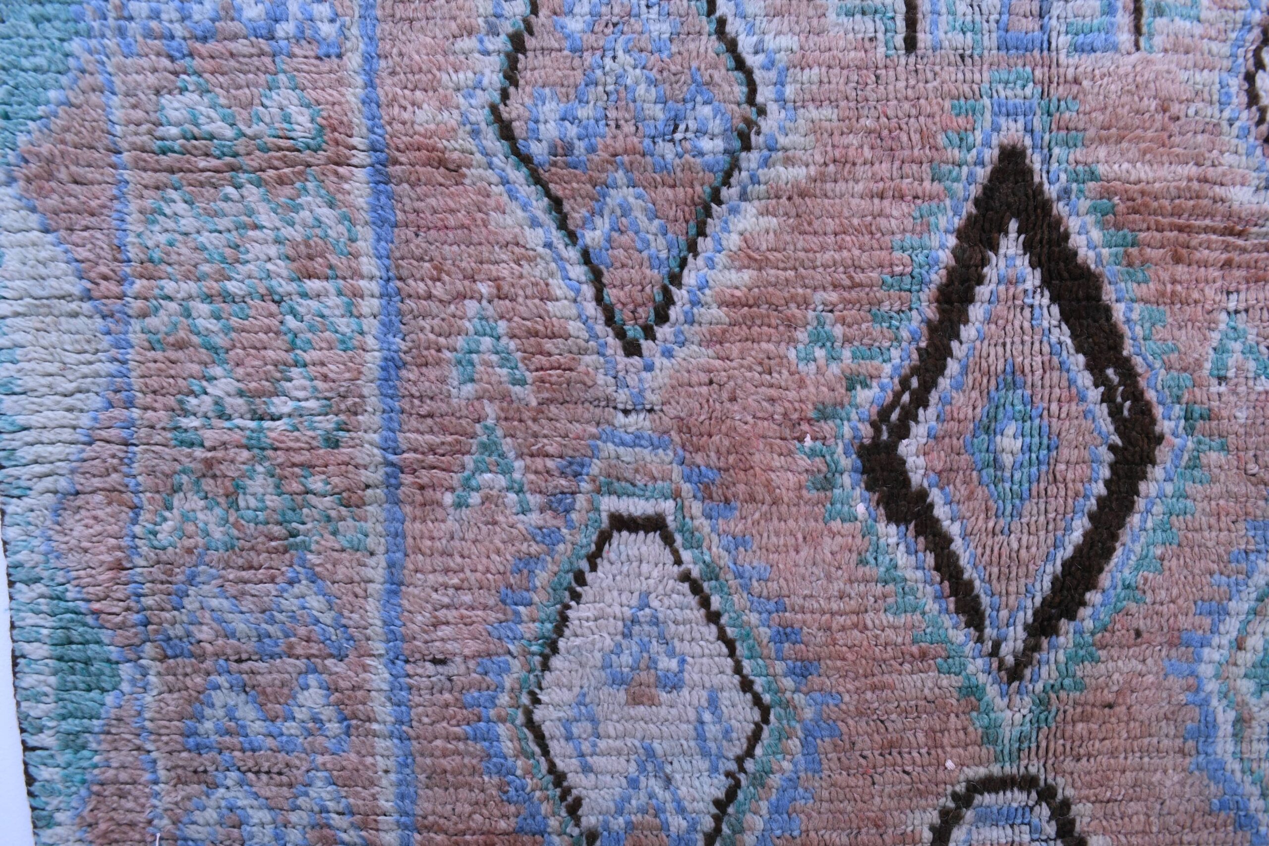 Authentic Moroccan Beni Mguild Wool Rug 142x216cm Peach Bohemian Decor - الصورة 6