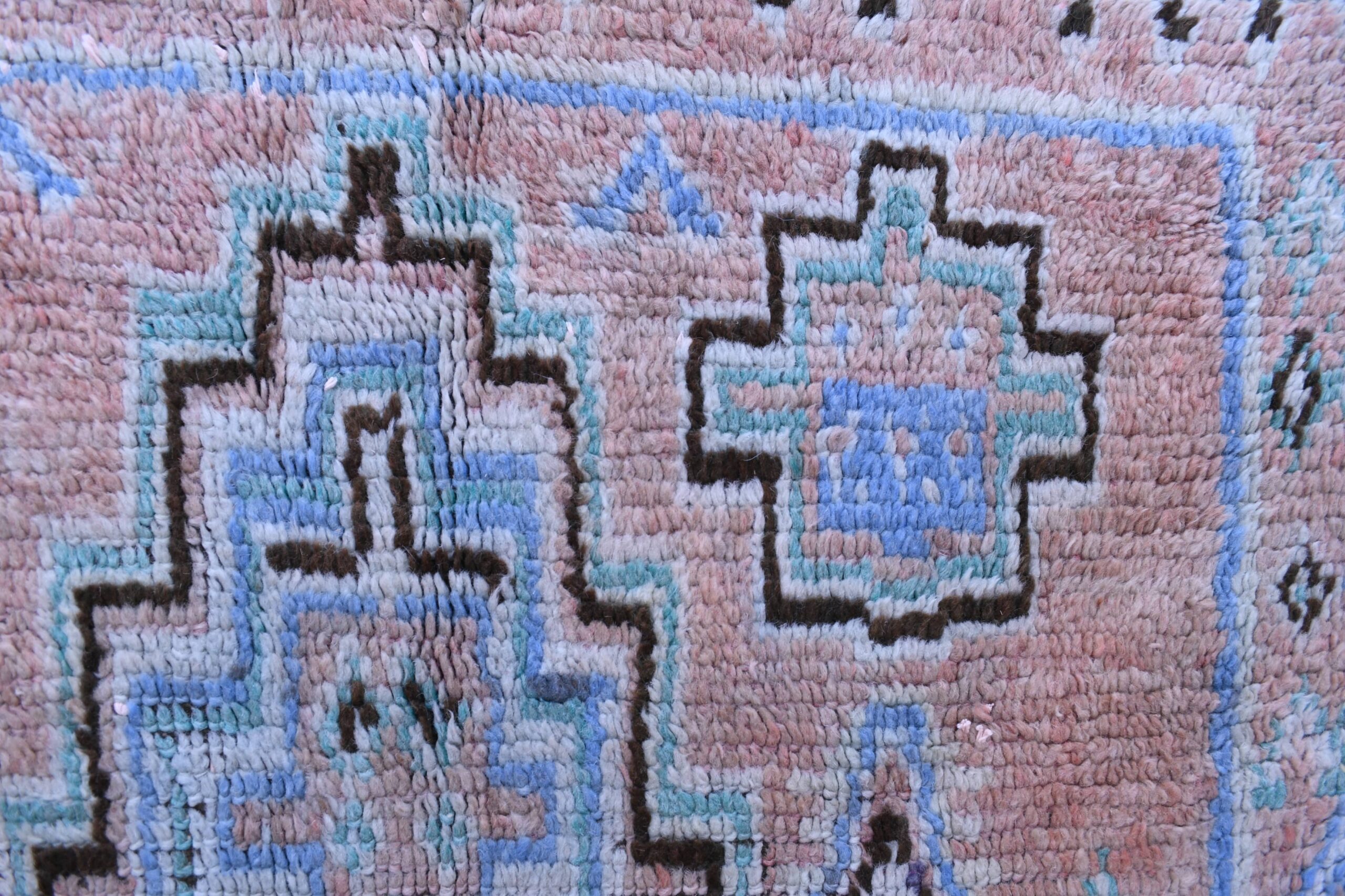 Authentic Moroccan Beni Mguild Wool Rug 142x216cm Peach Bohemian Decor - الصورة 7