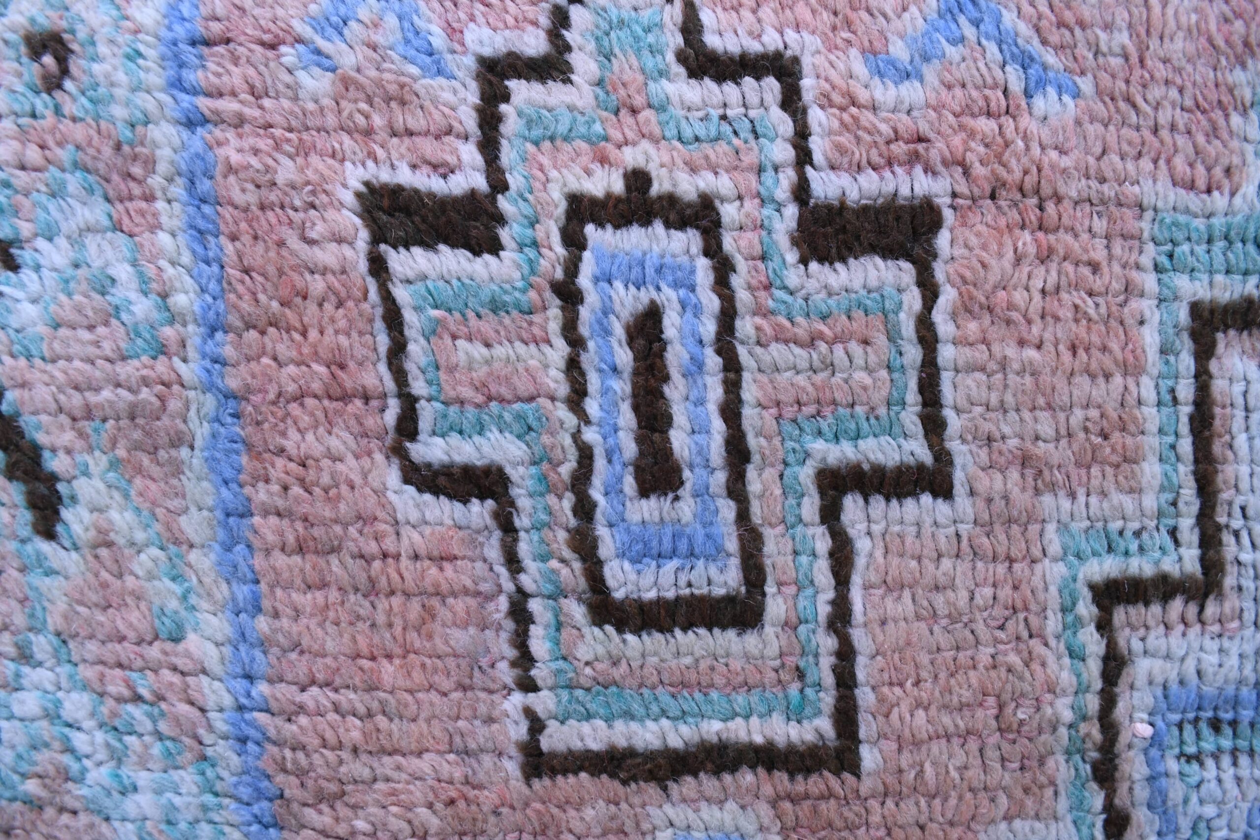 Authentic Moroccan Beni Mguild Wool Rug 142x216cm Peach Bohemian Decor - الصورة 8