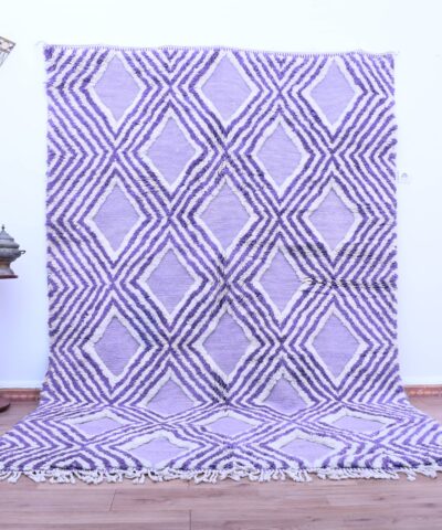 Марокканский шерстяной ковер Mrirt 200x300 см - фиолетовый геометрический узор ручной работы