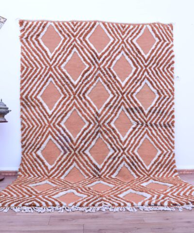 Марокканский шерстяной ковёр Mrirt 200x300 см - геометрический коричневый ковер ручной работы