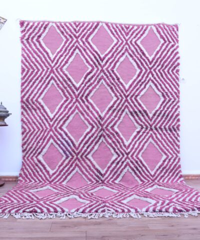 Розовый ковер Mrirt из марокканской шерсти ручной работы, геометрический узор, 200x300 см