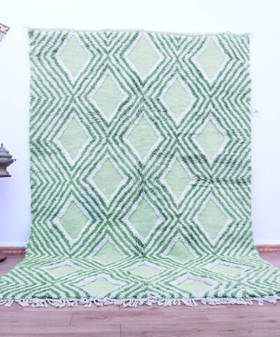 Марокканский ковер Mrirt зеленого цвета ручной работы 200x300 см с геометрическим узором