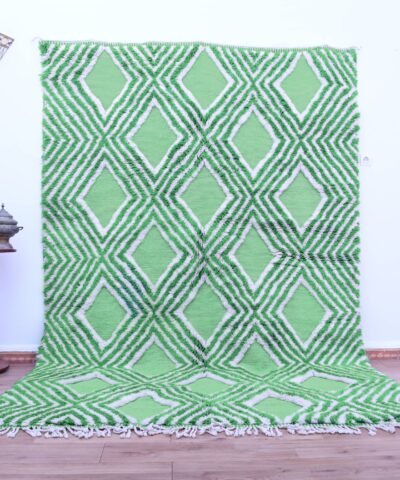 Марокканский шерстяной ковер Mrirt ручной работы 200x300 см, зеленый, геометрический узор