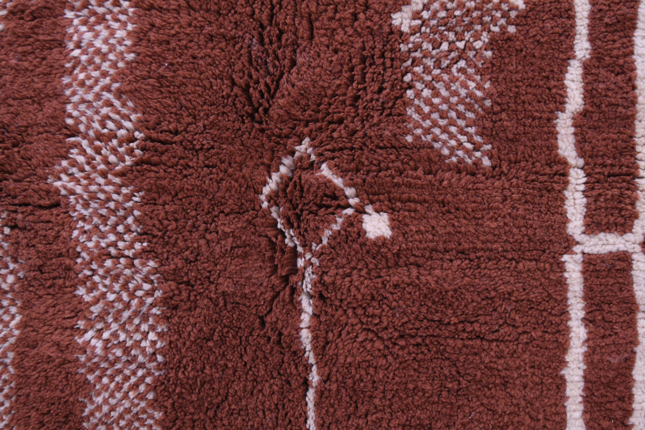 Modern Beni Ourain Moroccan Wool Rug 200x300cm - Earthy Brown Geometric Design — изображение 4