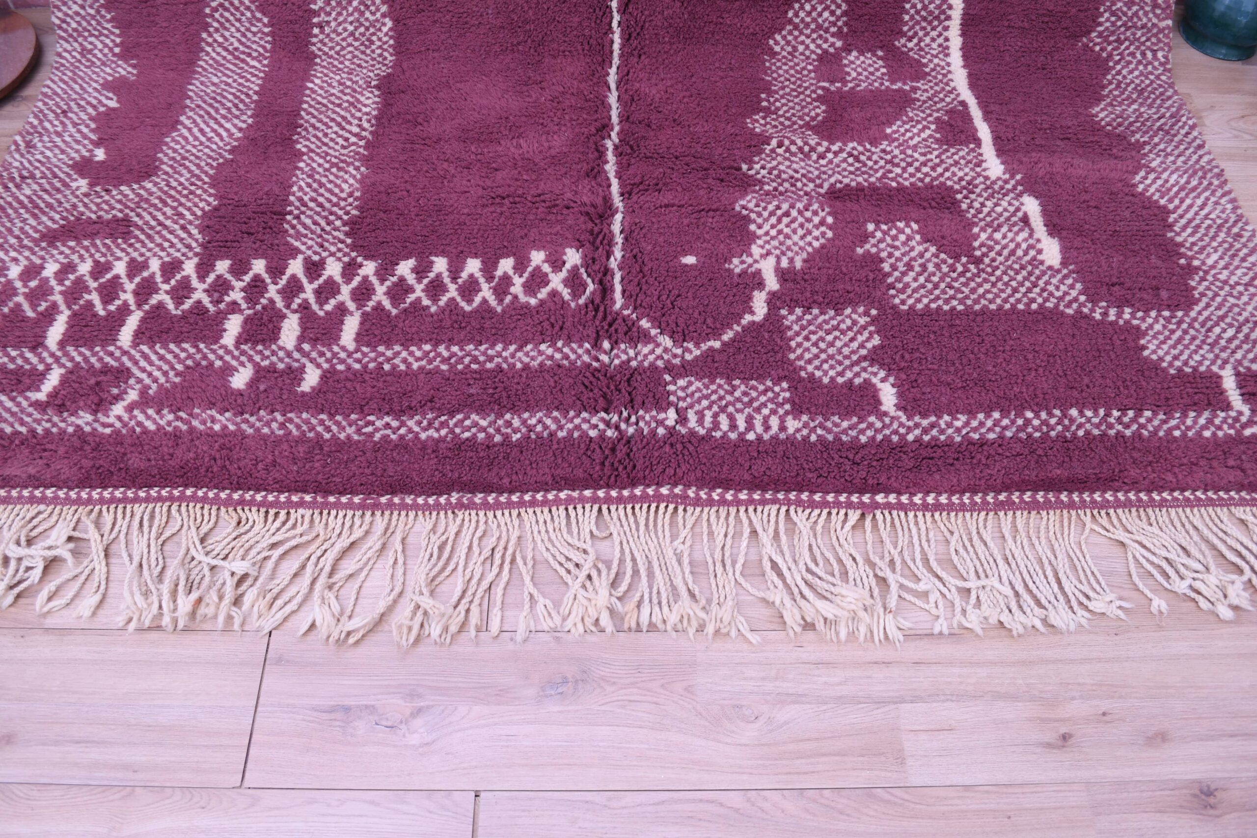 Modern Beni Ourain Moroccan Wool Rug 200x300cm Dark Red Geometric Design — изображение 2