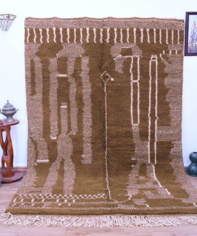 Ковер из марокканской шерсти Beni Ourain, арахисово-коричневый, 200x300 см - современный геометрический дизайн