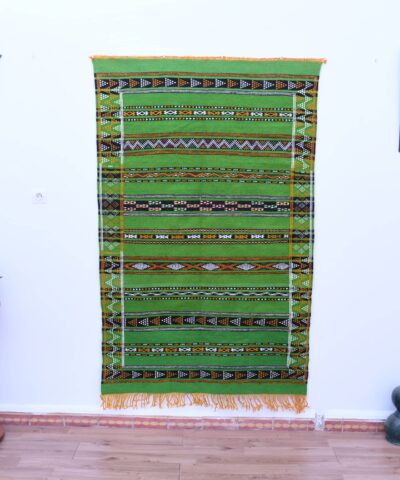 Марокканский ковер Zemmour ручной работы, 120 x 185 см, шерсть, яркие зеленые узоры