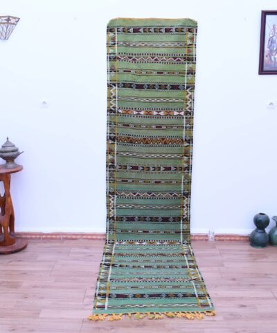 Ковер ручной работы Zemmour из марокканской шерсти 81x330 см с геометрическим бохо-дизайном