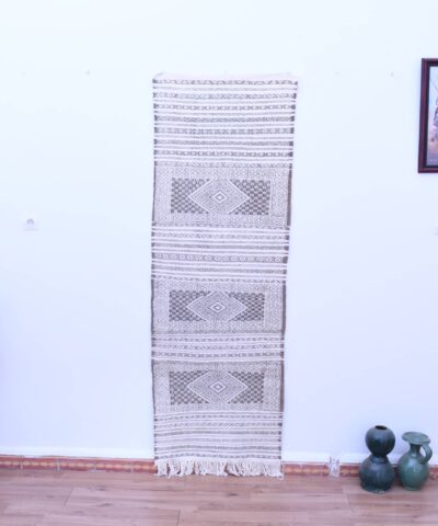 Handmade Moroccan Tiflet Kilim Wool Rug - 70x198 cm Bohemian Chic