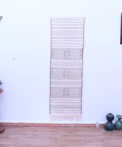 Марокканский ковёр-килим ручной работы, размер 60x184 см, шерсть, геометрический узор