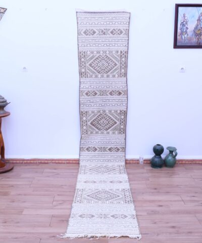 Настоящий марокканский шерстяной ковёр-килим тифлет 64x375 см — элегантность ручной работы